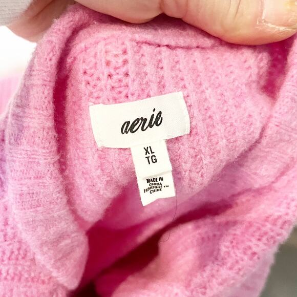 Aerie unREAL Short Sleeve Cardigan Sweater Pink XL - Picture 3 of 4